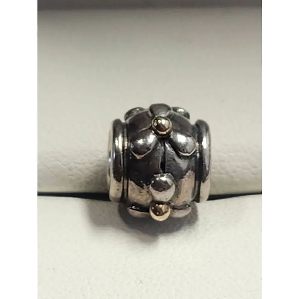 Pandora Sterling Silver & 14K Gold Tivoli Flower Charm #790383 Retired Authentic